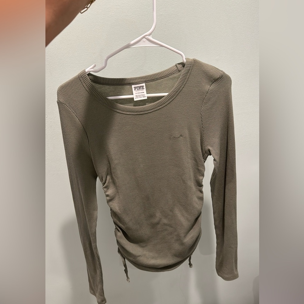 Henley style scoop neck PINK top